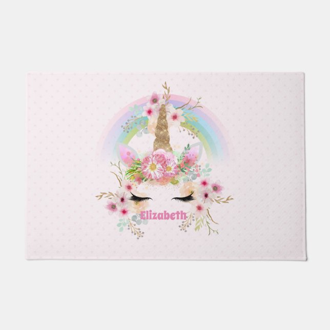 Cute Gifts Granddaughter Daughter UNICORN NAMED Doormat (Front)