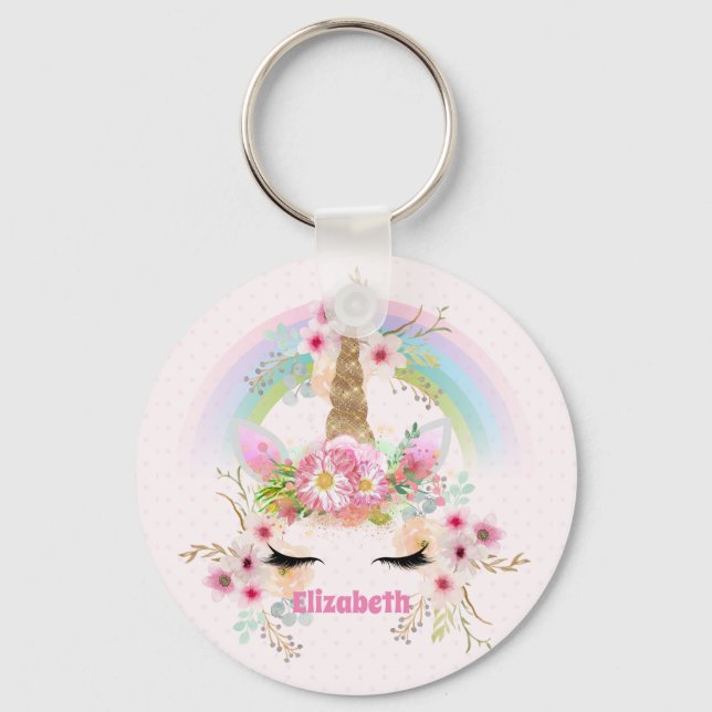 Cute Gifts Granddaughter Daughter UNICORN NAMED Key Ring (Front)