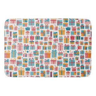 Cute Gifts in Bags and Boxes with Ribbons Pattern Bath Mat
