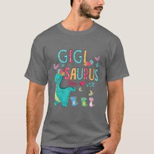 Cute Gigisaurus Flower Butterfly Dinosaur Mother's T-Shirt