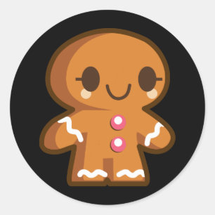 Cute Gingberbread Man Classic Round Sticker
