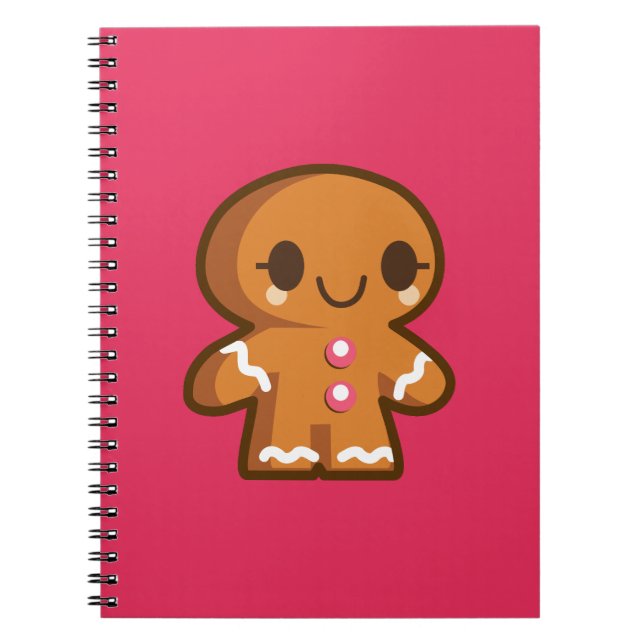 Cute Gingberbread Man Spiral Notebook (Front)