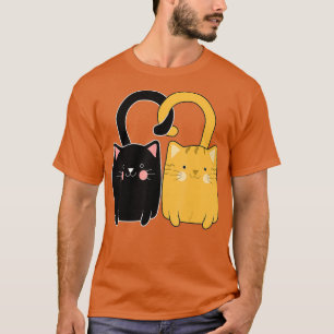 Cute Ginger Cat Black Kitten Love Valentines Day T-Shirt