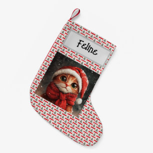 Cute Ginger Cat, Christmas, Customised With Name,  Small Christmas Stocking