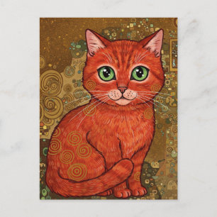 Cute Ginger Cat Gustav Klimt Postcard
