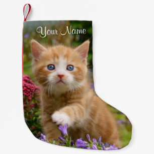 Cute Ginger Cat Kitten in a Garden Photo Portrait Small Christmas Stocking