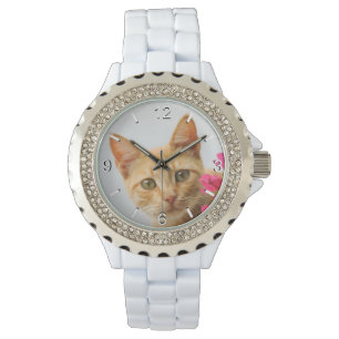 Cute Ginger Cat Kitten Portrait - women dial-plate Watch