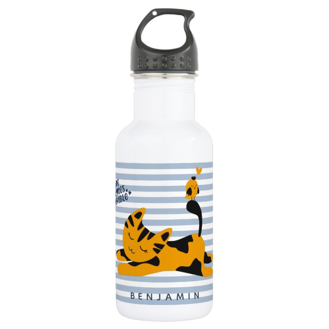 Cute Ginger Cat - Personalised Kids 532 Ml Water Bottle (Front)