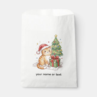Cute Ginger Cat Santa Hat Christmas Ornament | Cat Favour Bags