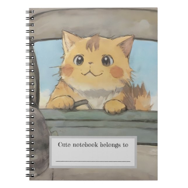 Cute Ginger Cat Spiral Notebook (Front)