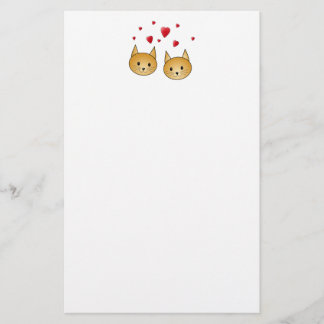 Cute Ginger cats. With Red Love Hearts. Stationery