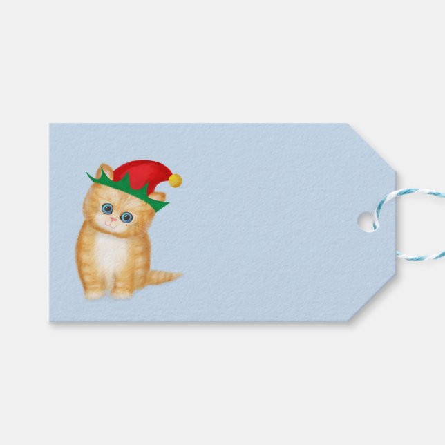 Cute ginger kitten Christmas gift tags (Front (Horizontal))