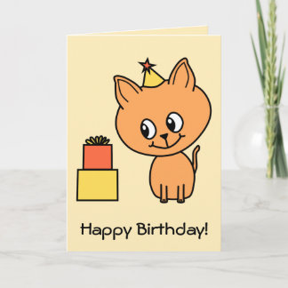 Cute Ginger Kitten Wearing a Birthday Hat. Card