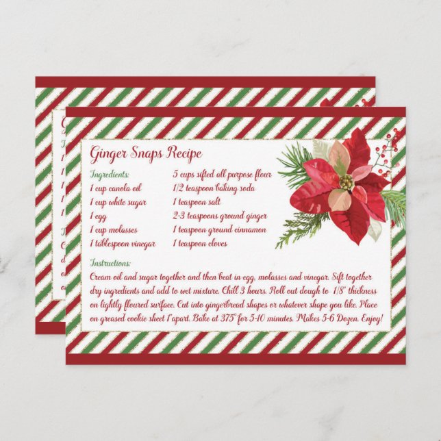 Cute Ginger Snaps Recipe Card (Front/Back)