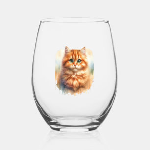 Cute Ginger Tabby Cat  Classic T-Shirt Stemless Wine Glass
