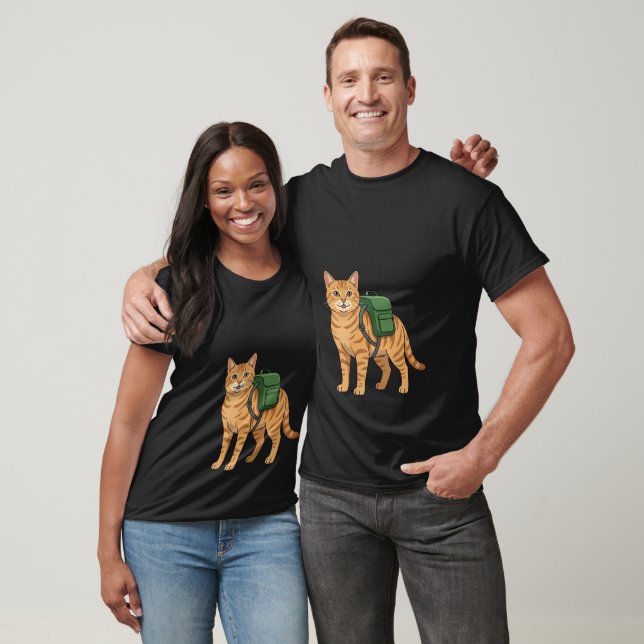Cute Ginger Tabby Cat with Backpack T-Shirt (Unisex)