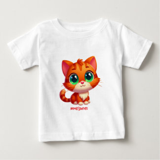 Cute Ginger Tabby Kitten Cartoon Baby T-Shirt