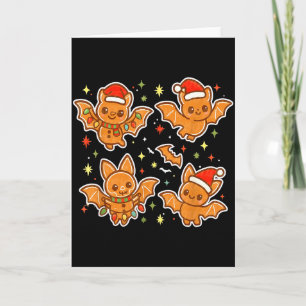 Cute Gingerbread Bats Soky Christmas Cookie Graphi Card