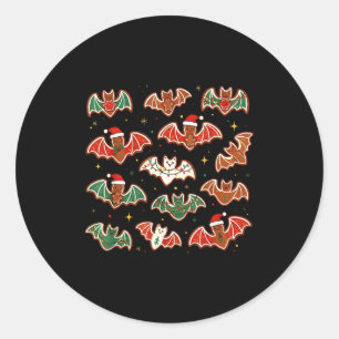 Cute Gingerbread Bats Soky Christmas Cookie Merry  Classic Round Sticker
