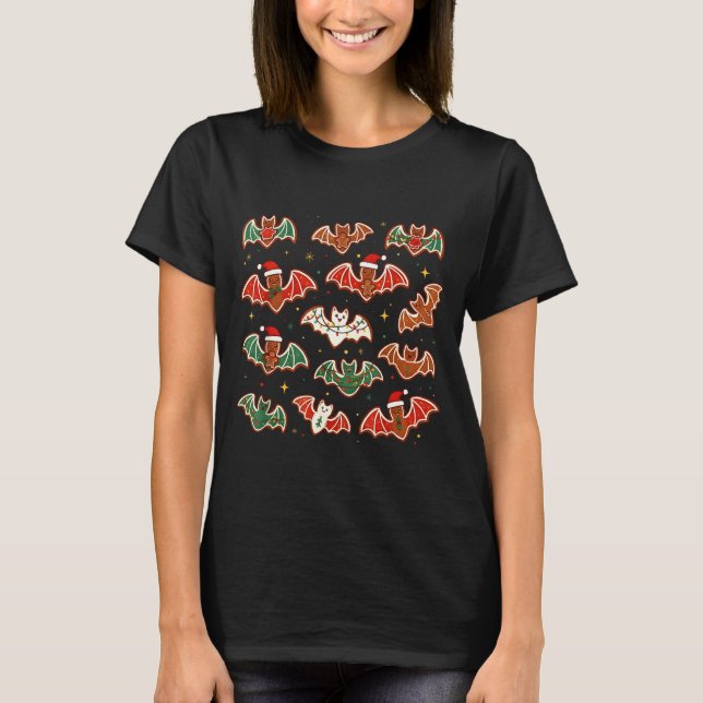 Cute Gingerbread Bats Soky Christmas Cookie Merry  T-Shirt (Front)
