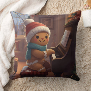 cute gingerbread boy Christmas holidayThrow Pillow