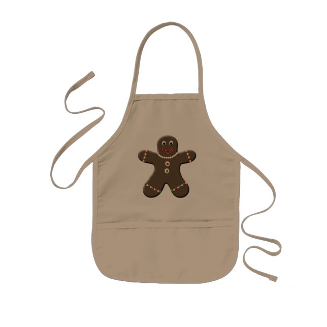 Cute Gingerbread Boy Kids Holiday Christmas Apron (Front)