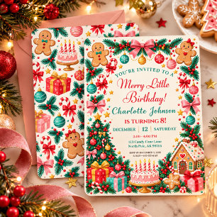 Cute Gingerbread Christmas Birthday Party Invitation