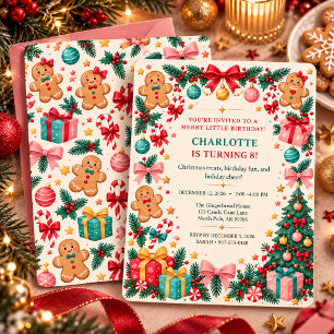 Cute Gingerbread Christmas Birthday Party Invitation