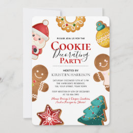 Cute Gingerbread Christmas Cookie Decorating Party Invitation
