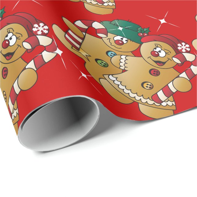 Cute Gingerbread Christmas Couple Wrapping Paper (Roll Corner)