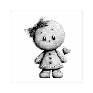 Cute Gingerbread Christmas Girl Rubber Stamp