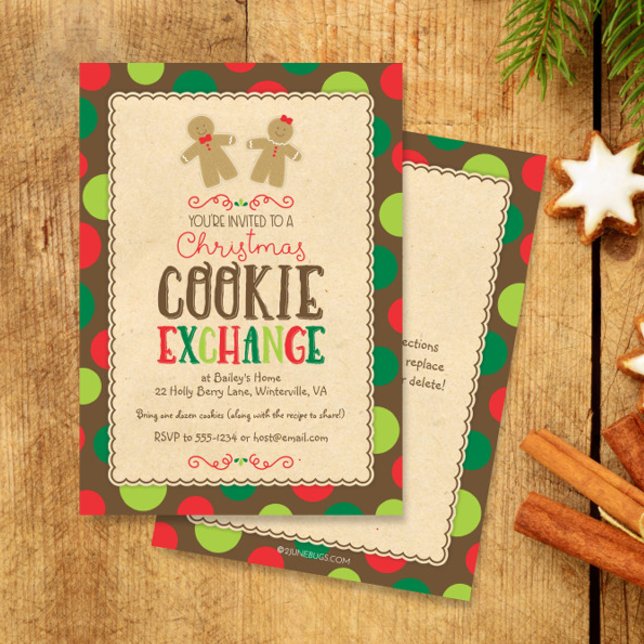 Cute Gingerbread Christmas Party Cookie Exchange Invitation (Creator Uploaded)