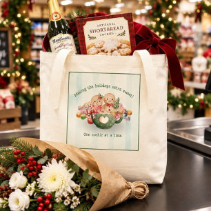 Cute Gingerbread Christmas Personalised Large Tote Bag