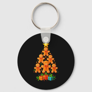 Cute Gingerbread Christmas Tree Holiday Funny Xmas Key Ring