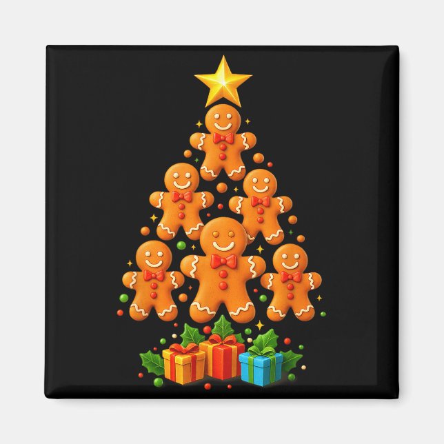 Cute Gingerbread Christmas Tree Holiday Funny Xmas Magnet (Front)