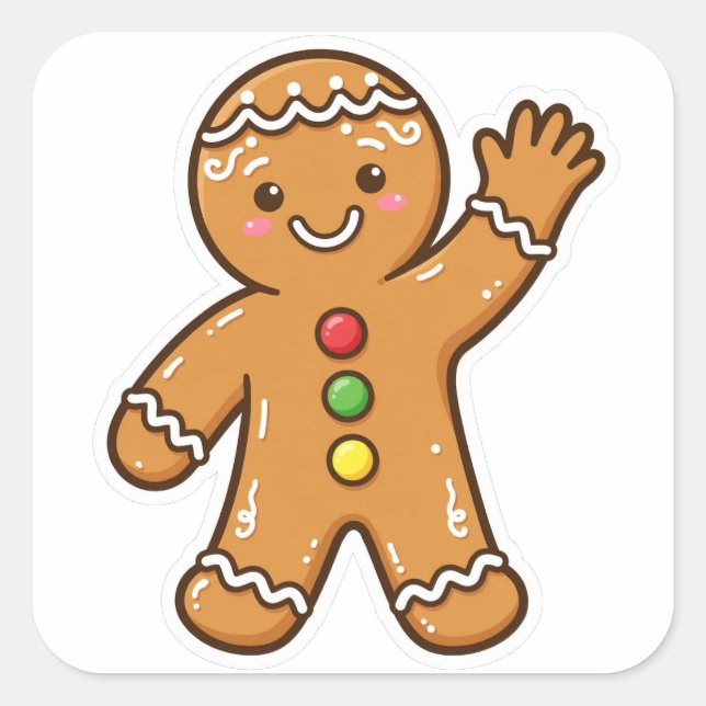 Cute Gingerbread Cookie Christmas Sticker (Front)