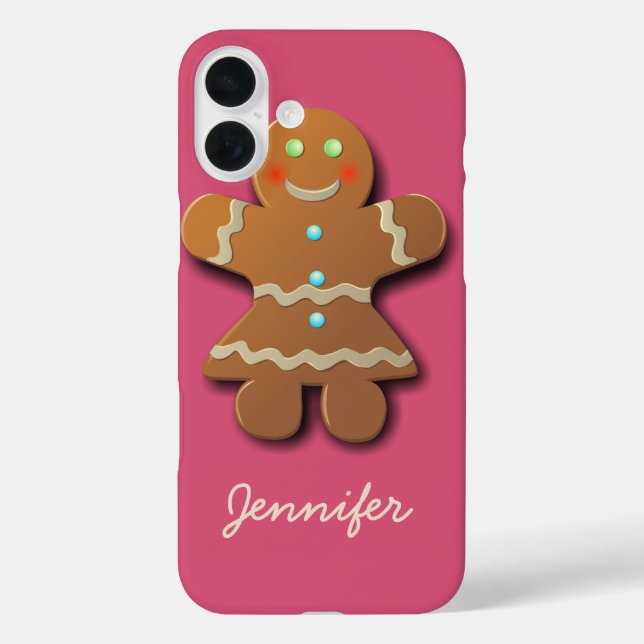 Cute Gingerbread Cookie In Party Dress Case-Mate iPhone Case (Back)