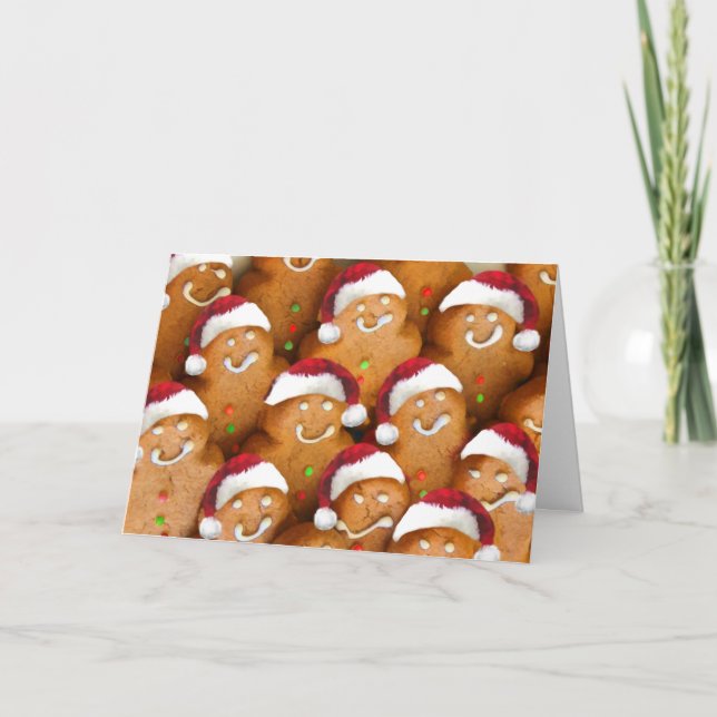 Cute Gingerbread Cookie Merry Christmas Holiday Card (Front)