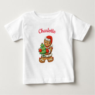 Cute Gingerbread Cookie personalised name Baby T-Shirt