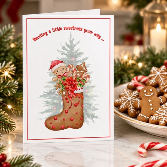 Cute Gingerbread Cookie Stocking Christmas Card (Creator Uploaded)