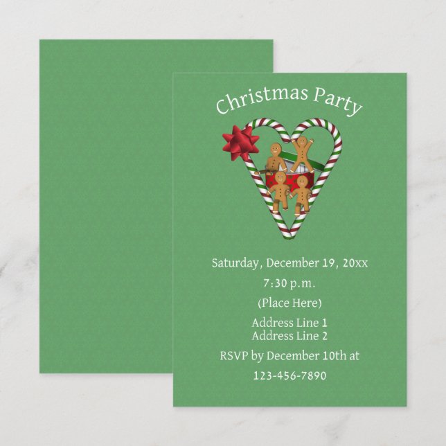 Cute Gingerbread Cookies Christmas Holiday Invitation (Front/Back)