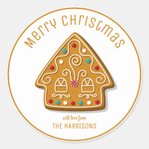 Cute Gingerbread Cookies House Christmas Classic Round Sticker
