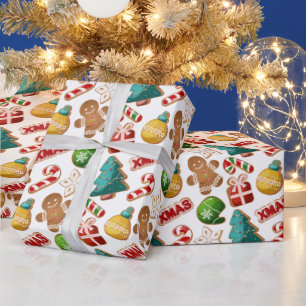 Cute Gingerbread Cookies Xmas Pattern Wrapping Paper