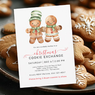Cute Gingerbread Couple Cookie Exchange Party Invitation