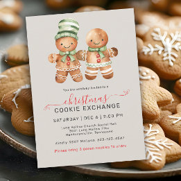 Cute Gingerbread Couple Cookie Exchange Party Invitation