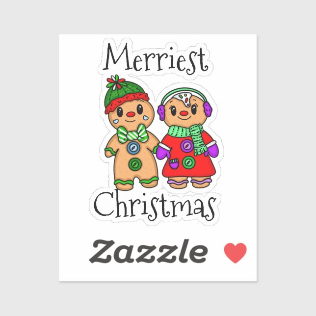 Cute Gingerbread Couple Holding Hands Christmas   (Sheet)