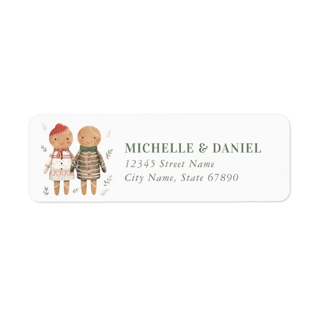 Cute Gingerbread Couple Return Address Labels (Front)