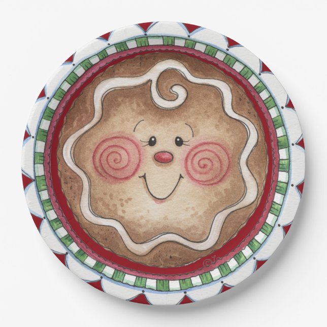 Cute Gingerbread Face Paper Plate (Front)