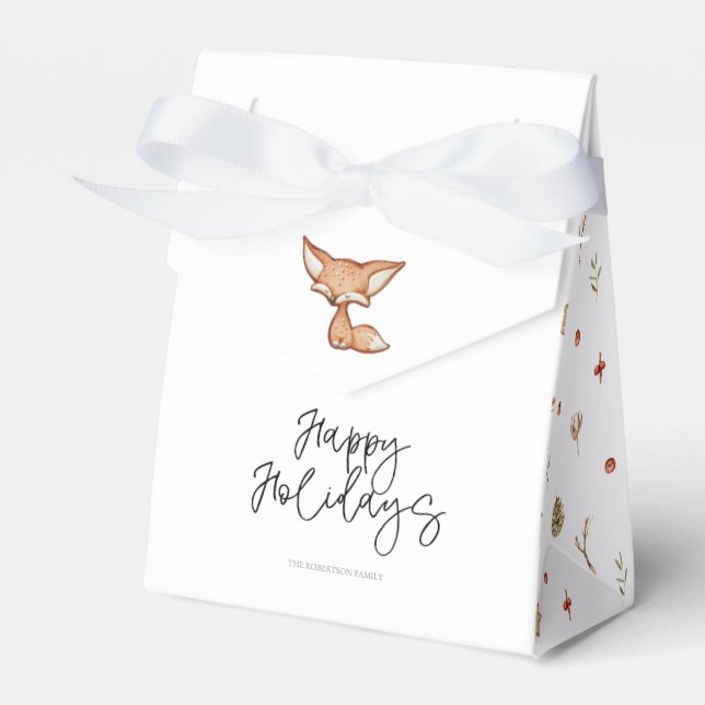 Cute Gingerbread Fox Holiday Favour Box (Front Side)