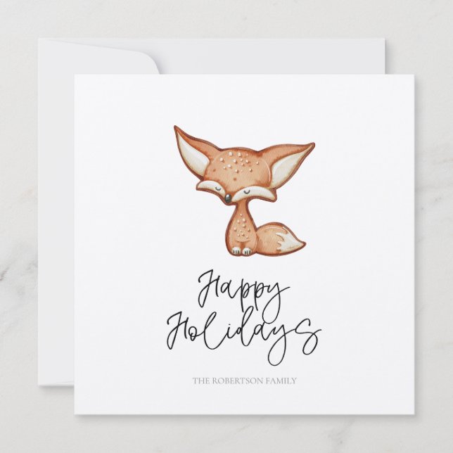 Cute Gingerbread Fox Holiday Greeting card (Front)